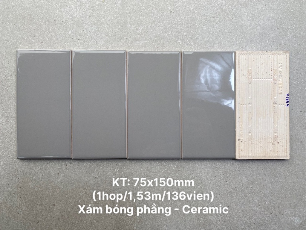 Gạch thẻ xám bóng phẳng hàng ưu 75x150 mã PSTA75154