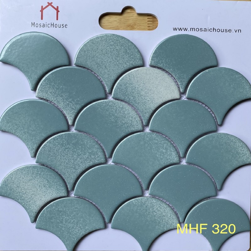 Mosaic vãy cá men rạn xám Mix MHF320