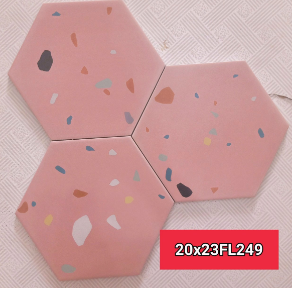 Gạch lục giác Terrazzo hồng KT 200x230x115mm mã FL249