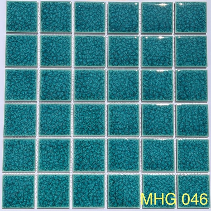 Gạch Mosaic Gốm Men Rạn 2 Lớp Xanh Ngọc 48x48x6mm MHG046