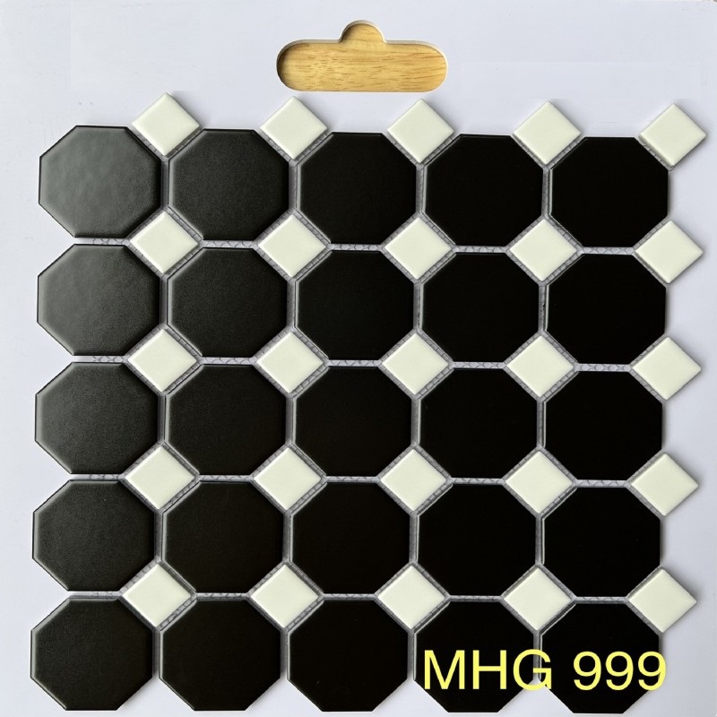 Gạch Mosaic bát giác đen MHG 999