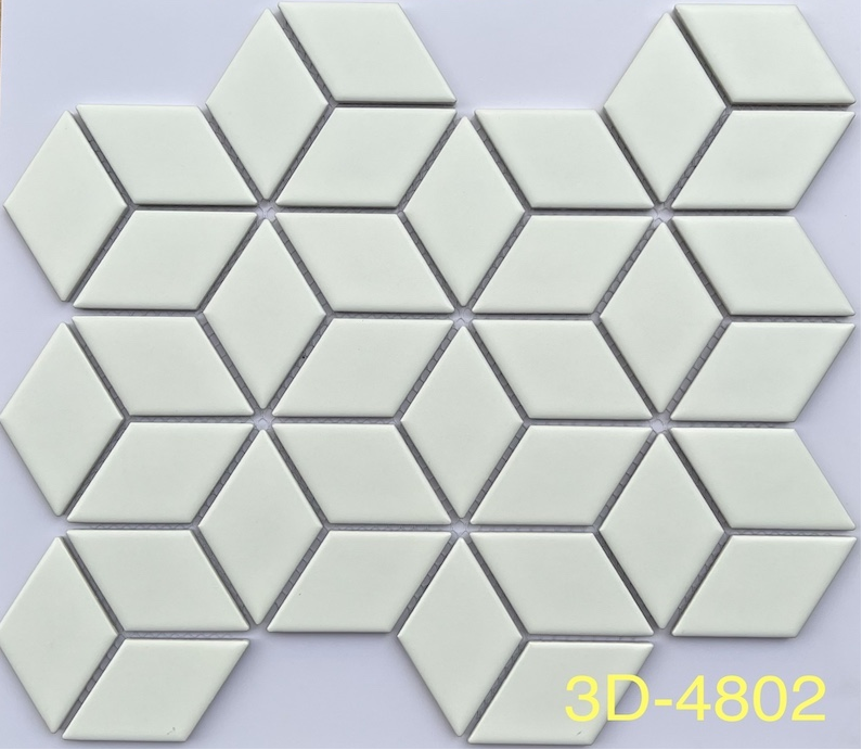 Gạch Mosaic kim cương lập phương trắng mờ mã 3D 4802