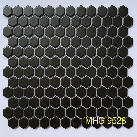 Gạch Mosaic lục giác đen KT 265x315mm mã 9528