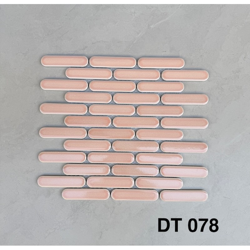 Gạch Mosaic que đũa đầu tròn màu hồng