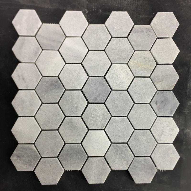 Mosaic đá tự nhiên lục giác xám kt chip 48x48