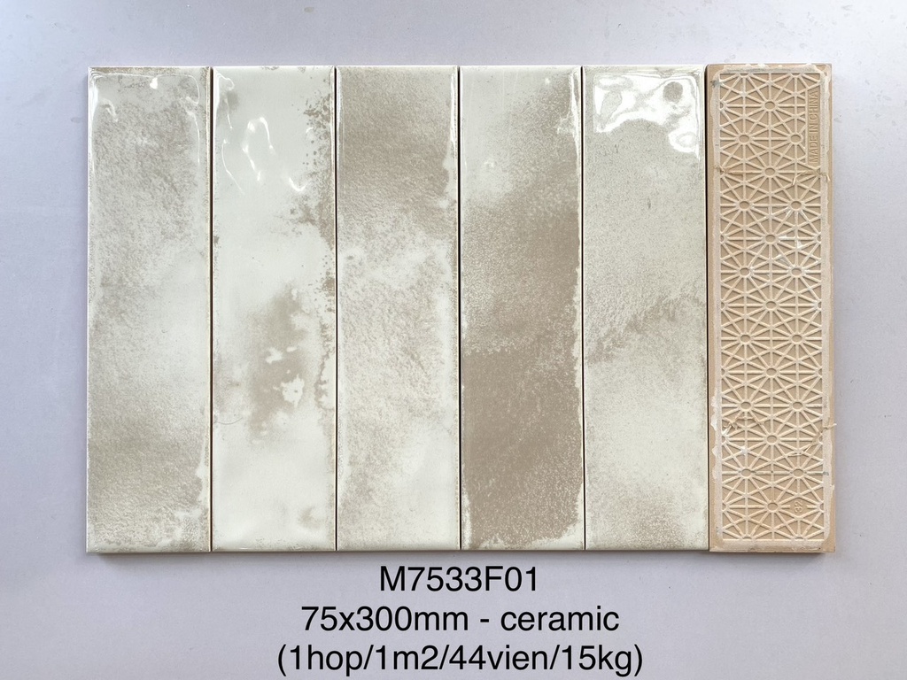 Gạch thẻ trắng loang 75x300mm
