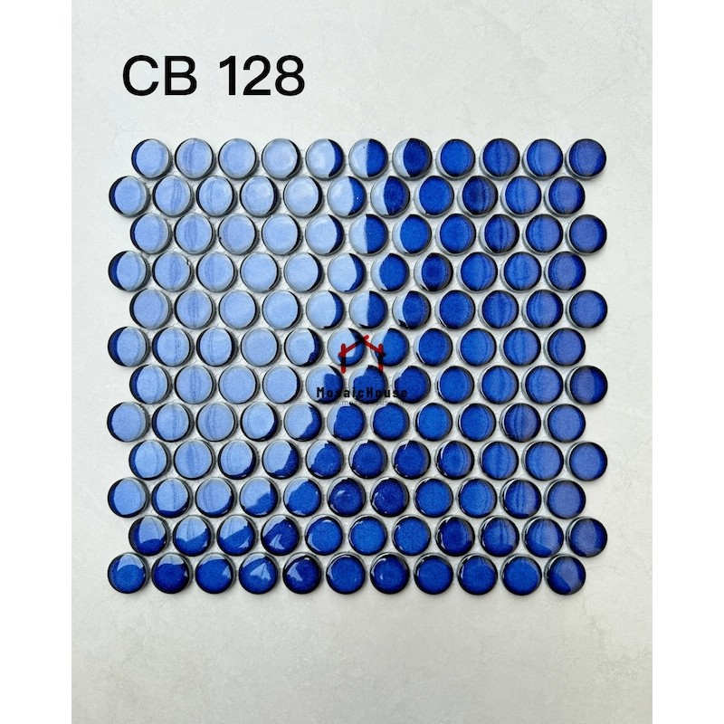 GẠCH MOSAIC CHẤM BI MÀU XANH DƯƠNG CB 128