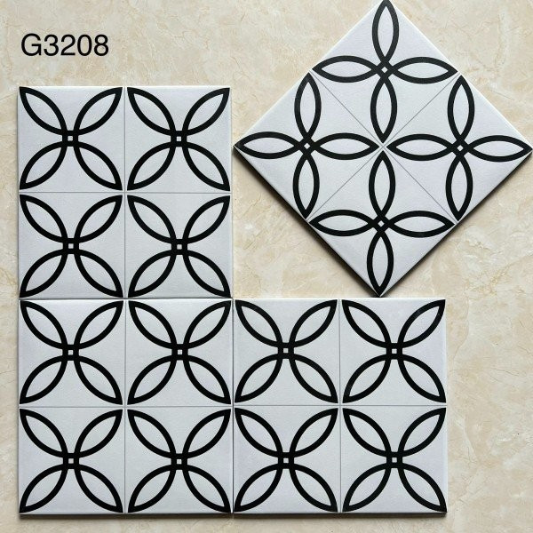 Gạch bông Trung Quốc, men mờ xương porcelain, KT 200x200mm, G3208 (1 hộp/25 viên/1m2)