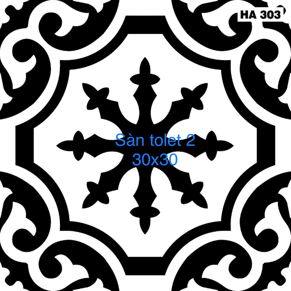 Gạch Bông Trung Quốc, men mờ, xương porcelain, KT 300x300mm, HA303 (1 hộp/11 viên/1m2)
