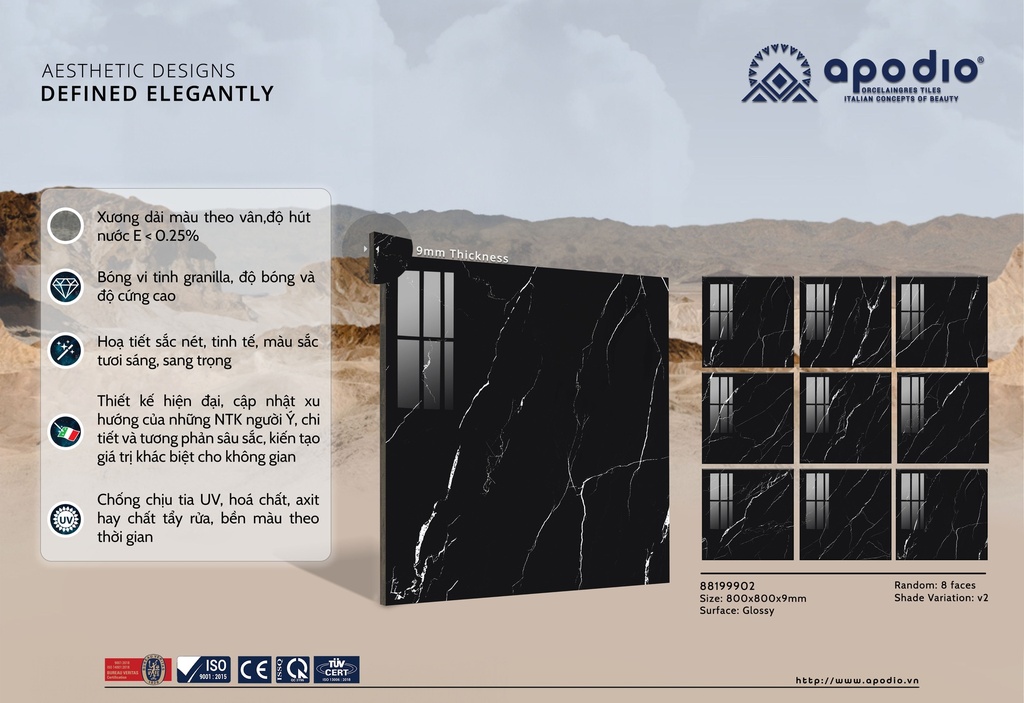 Gạch ốp lát Apodio 88199902 (Bóng vi tinh)