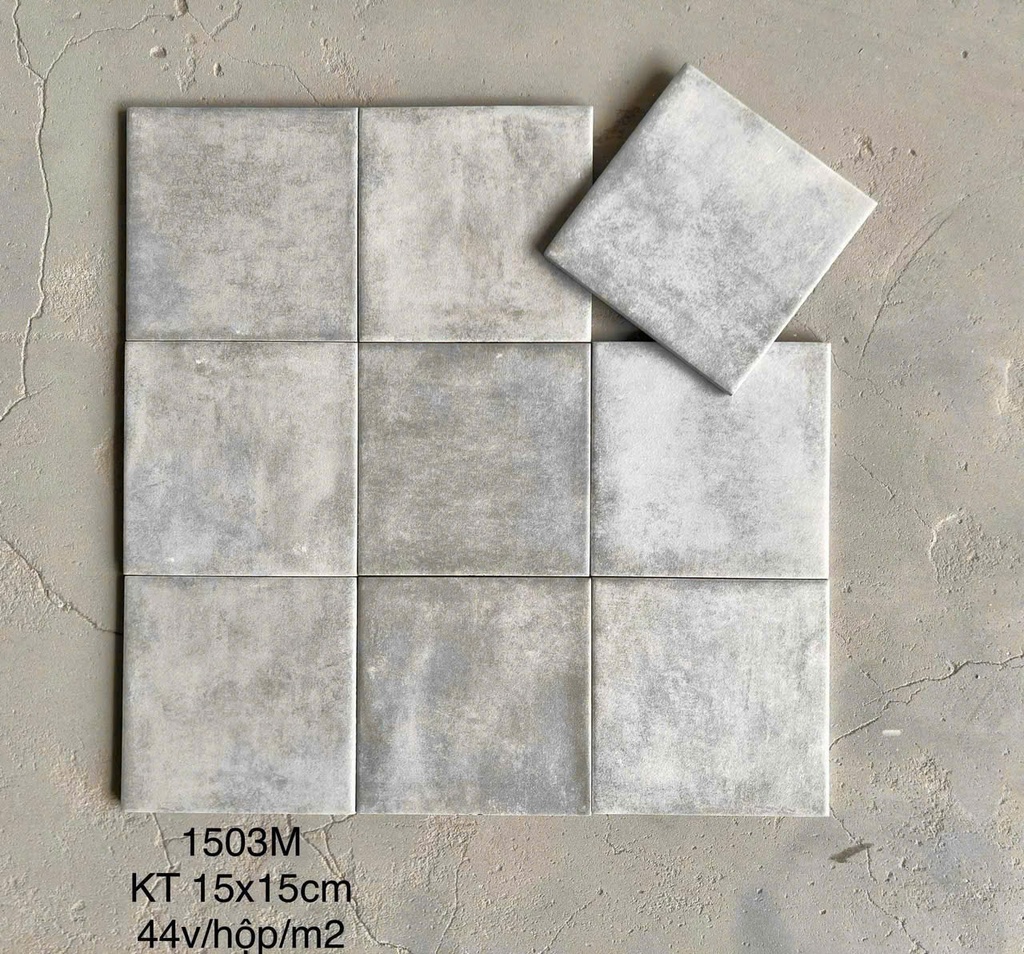 Gạch thẻ xám men mờ LAN 1503M KT 150x150mm (1h/1m/44v/17.5kg)