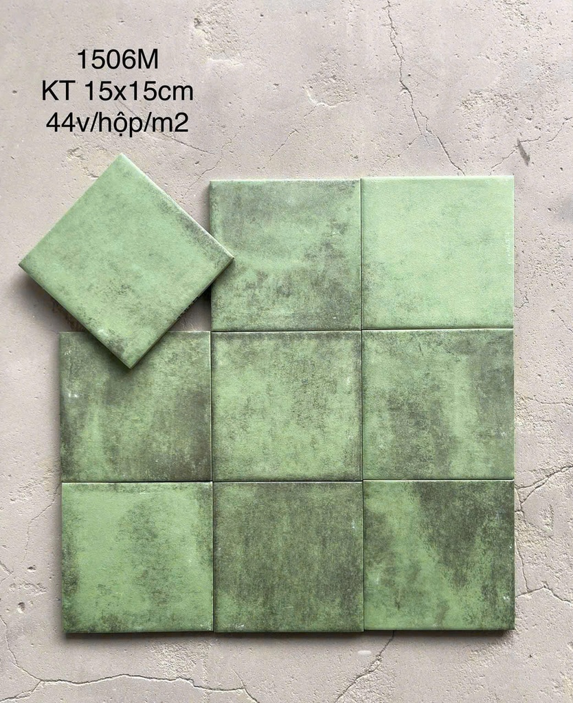 Gạch thẻ xanh lá men mờ LAN 1506M KT 150x150mm (1h/1m/44v/17.5kg)