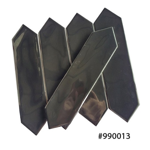 [#990013] Gạch thẻ mũi tên màu đen bóng KT 75x300mm #990013