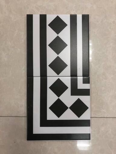 [LZ07] Gạch bông góc 200x200mm kẻ đen LZ07