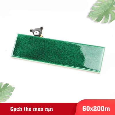 [60206-C (6206)] Gạch gốm men rạn KT 60x200mm xanh lá đậm MBL60206-C