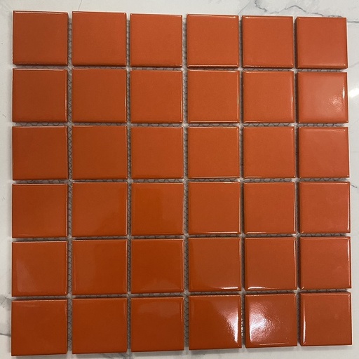[ID5407] Gạch Mosaic gốm cam trơn bóng KT 48x48mm ID5407