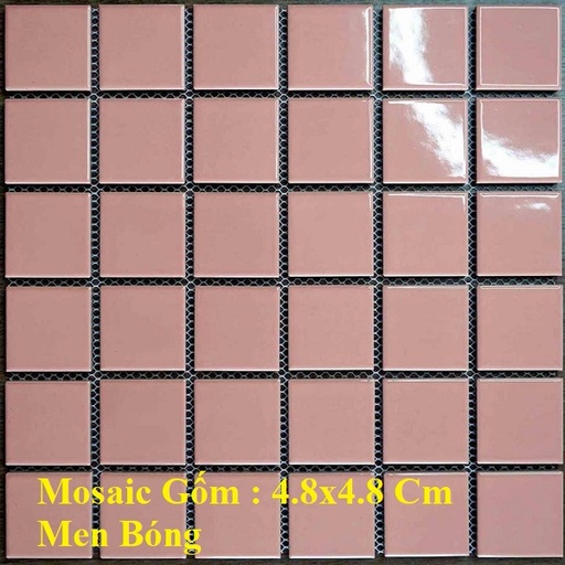 [ID3998] Gạch Mosaic gốm trơn hồng bóng 48x48mm mã 3998