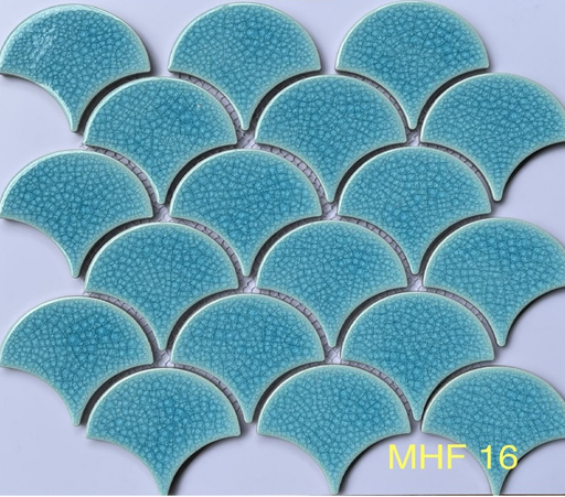 [XFB90016] Gạch Mosaic vảy cá gốm rạn màu xanh biển MHF16