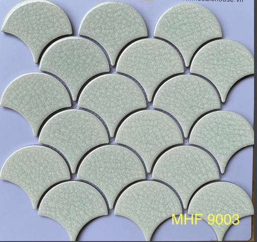 [MHF 9003] Gạch mosaic vảy cá trắng men rạn MHF 9003