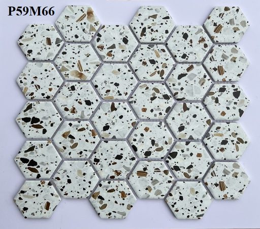 [P59M66] Gạch Mosaic lục giác chấm bi P59M66
