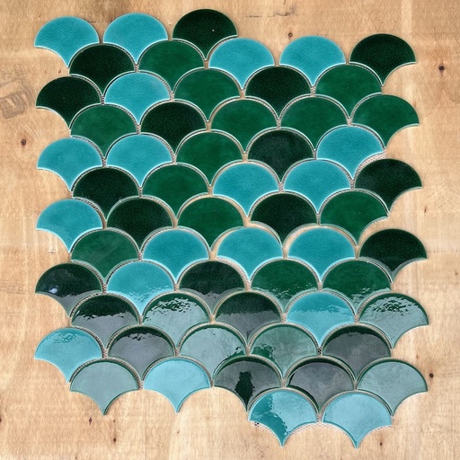 [MHF 217] Gạch Mosaic vảy cá xanh mix MHF 217