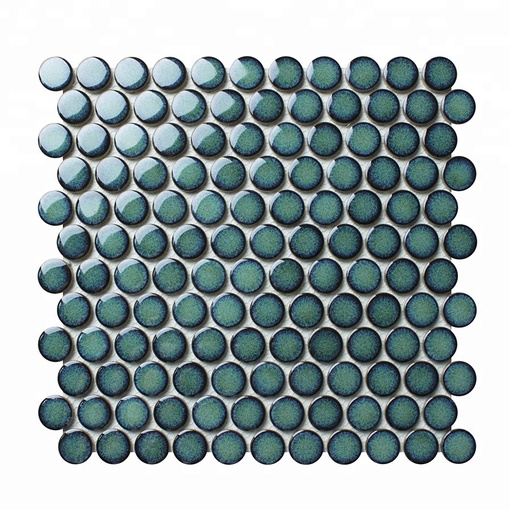 [19EB-D77] Gạch Mosaic bi tròn xanh bóng rạn 19EB-D77