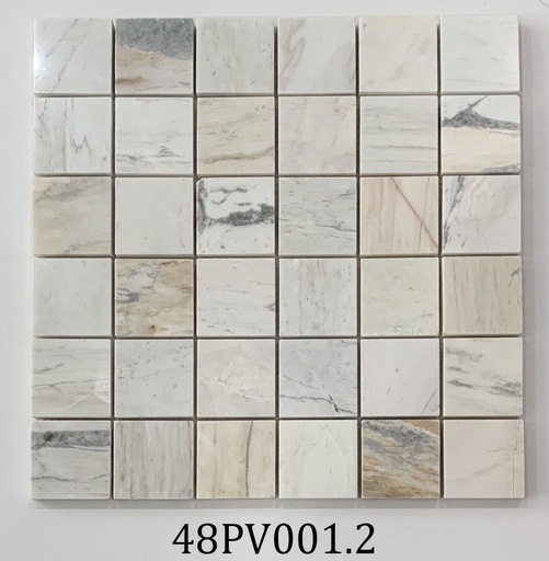[LUX-48PV001.2] Mosaic đá vân gỗ vuông mài bóng kt 48x48