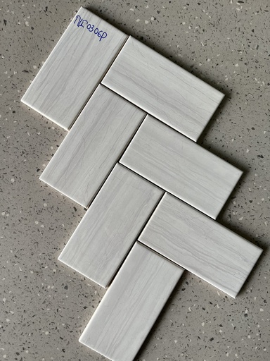 [NI0306P] Gạch thẻ vân tia xám bóng phẳng 75x150mm NI0306P
