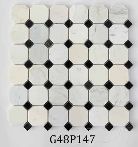 [G48P147] Đá Mosaic tự nhiên bát giác mix 48x48 LUX-G48P147