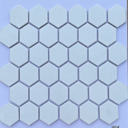 [adbd296] Gạch mosaic lục giác trắng mờ