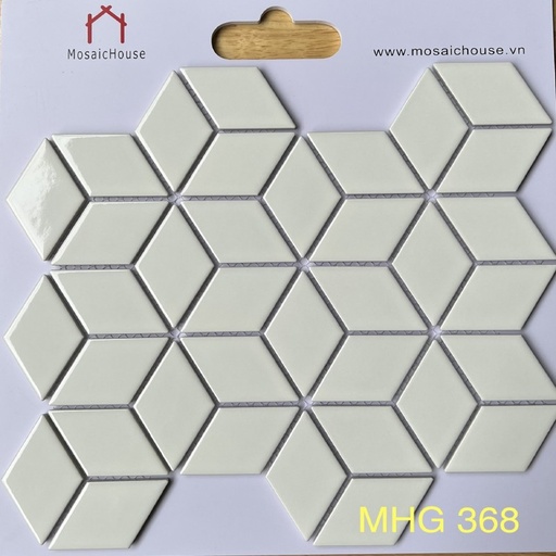 [MHG368] Gạch Mosaic Kim Cương Lập Phương Trắng Bóng