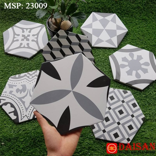 [23009] Gạch Bông Trung Quốc, men mờ xương porcelain, KT 200x230, 23009 (1 hộp/29 viên/1m2)