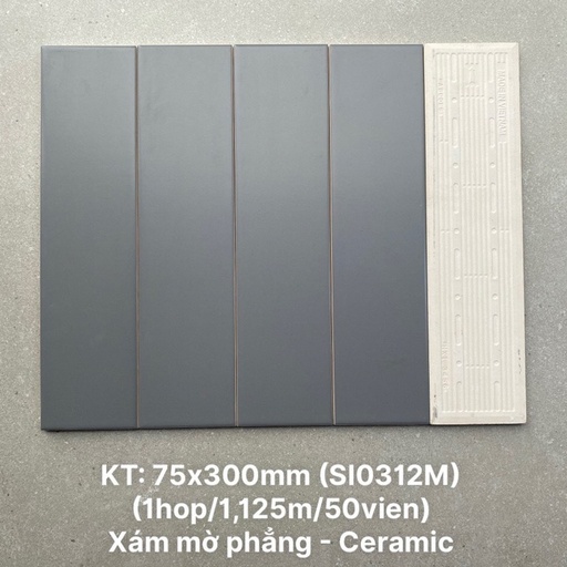 [DSH-SI0312M] Gạch thẻ cao cấp xám mờ KT 75x300mm SI0312M