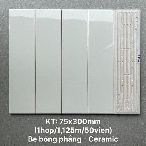 [DSH-PSTA75301] Gạch thẻ cao cấp be bóng phẳng KT 75x300mm PSTA75301