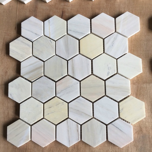 [DSH-L53P002] Đá Mosaic vàng chip lục giác bóng L53P002