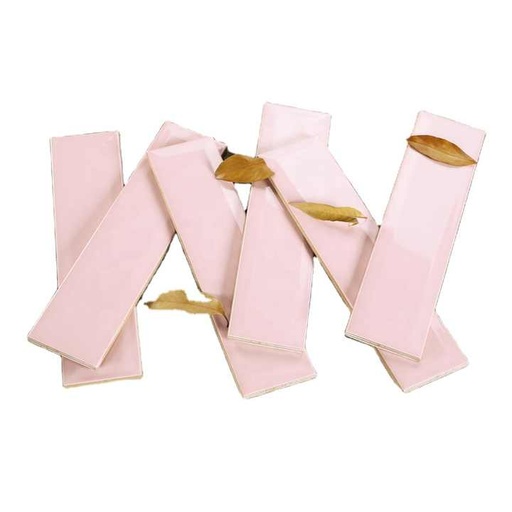 [17100230911] Gạch ốp tường men bóng màu hồng 75*300mm thiết kế viền sáng