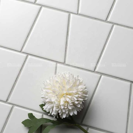 [106865305148] Gạch khảm men sứ hình thang trắng mờ ốp tường nhà tắm nhà bếp