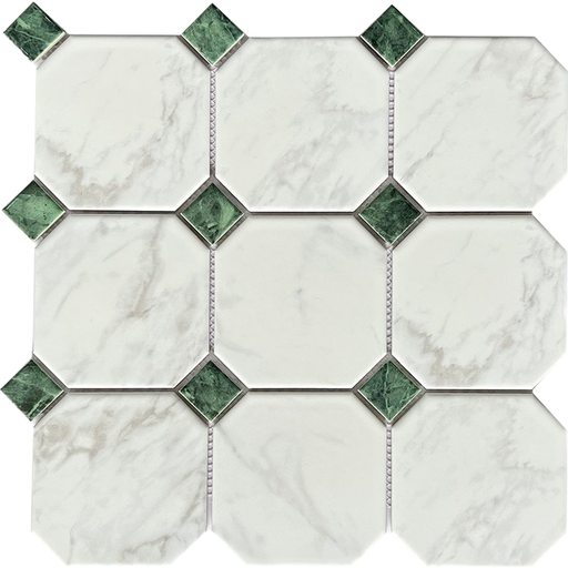 [10001105879424] Gạch ốp lát bếp hình bát giác trắng sứ chống cháy kháng khuẩn 6mm hiện đại