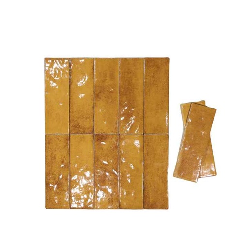 [106710004344] Gạch ốp tường men gốm màu vàng Subway 75x230mm