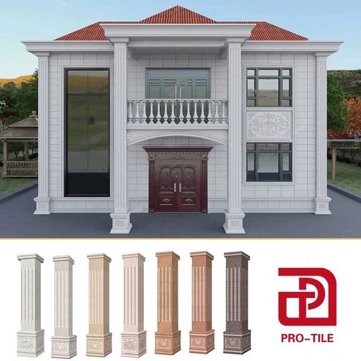 [105892550395] Gạch ốp cột đá hoa cương trắng kiểu cột La Mã giá rẻ, chất lượng cao