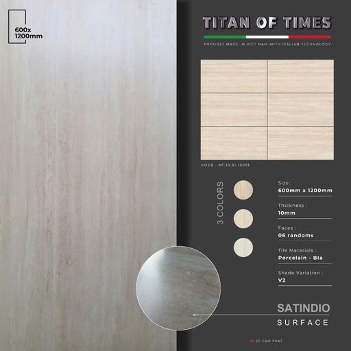 [AF.10.61.16091] Gạch 60x120 dày 10 ly Mờ mịn SatinDio cao cấp AF.10.61.16091