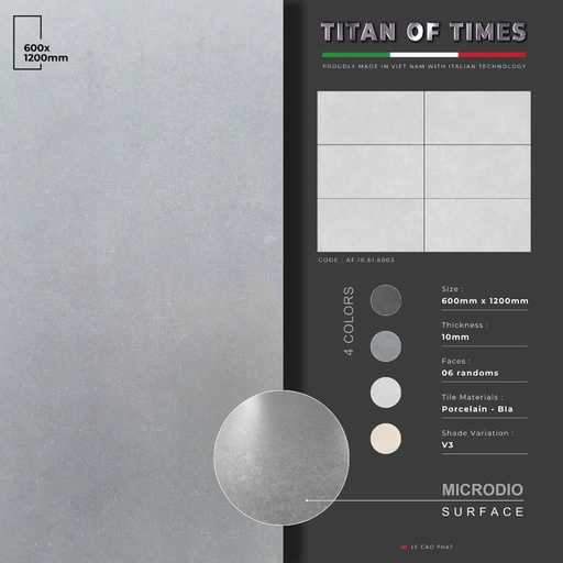 [AF.10.61.6003] Gạch 60x120 dày 10 ly Mờ tinh thể cao cấp AF.10.61.6003