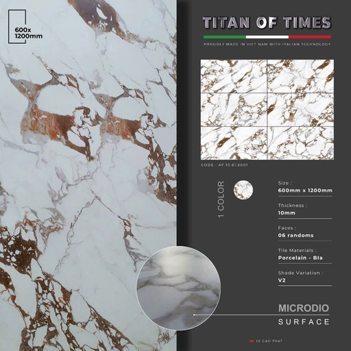 [AF.10.61.6001] Gạch 60x120 dày 10 ly Mờ tinh thể cao cấp AF.10.61.6001