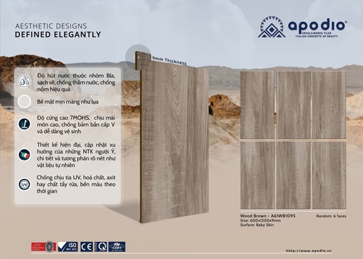 [A61WB1095] Gạch ốp lát Apodio A61WB1095 (Matt mịn)