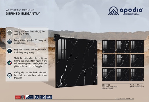 [88199902] Gạch ốp lát Apodio 88199902 (Bóng vi tinh)