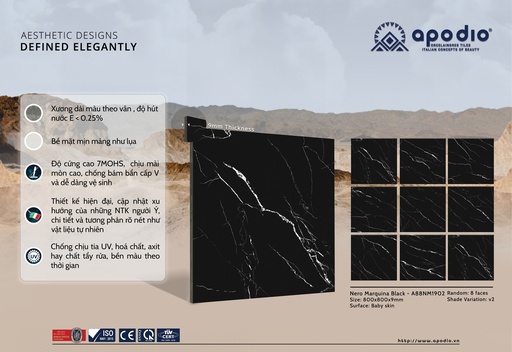 [A88NM1902] Gạch ốp lát Apodio 80x80 A88NM1902 - Matt mịn