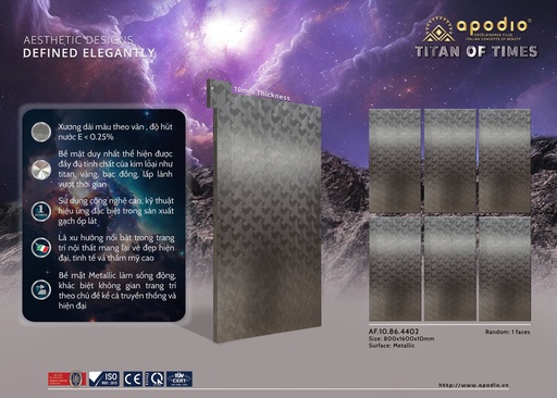 [AF.10.86.4402] Gạch ốp lát Apodio 80x160 AF.10.86.4402 - Metallic