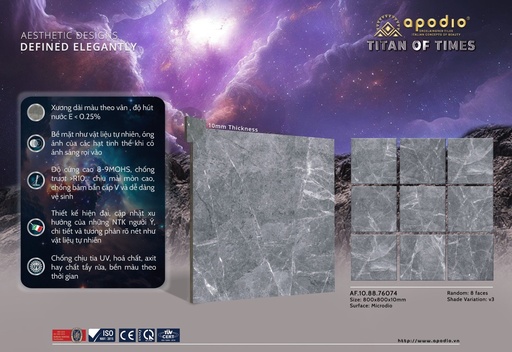 [GạchApodio80x80AF.10.88.76074] Gạch ốp lát Apodio 80x80 AF.10.88.76074 - Matt Tinh thể
