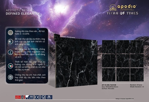 [GạchApodio80x80AF.10.88.76008] Gạch ốp lát Apodio 80x80 AF.10.88.76008 - Matt Tinh thể