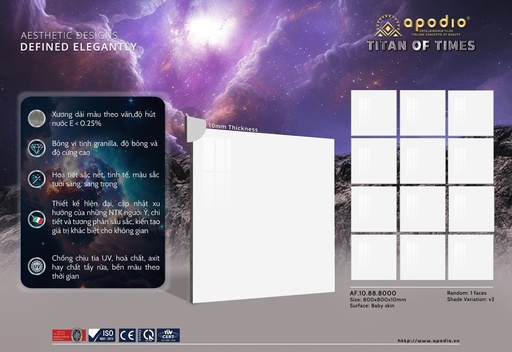 [AF.10.88.8000] Gạch Apodio 80x80 AF.10.88.8000 - Bóng